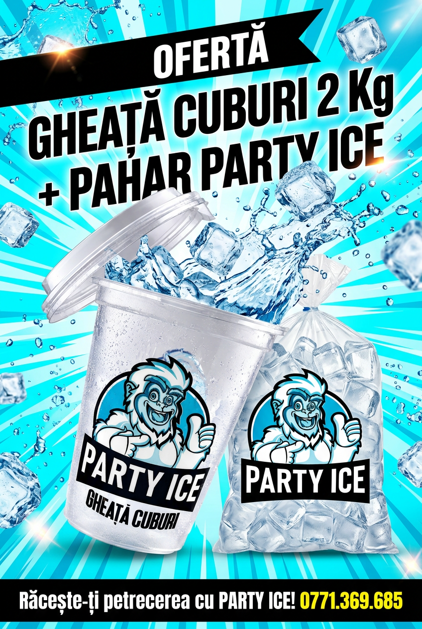 PARTY ICE — gheață cuburi 2kg și pahar